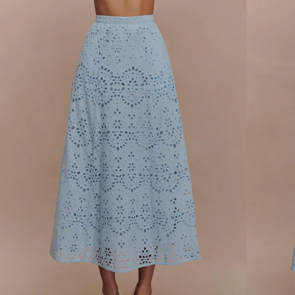 Elegant Blue Eyelet Women's Skirt Meshki